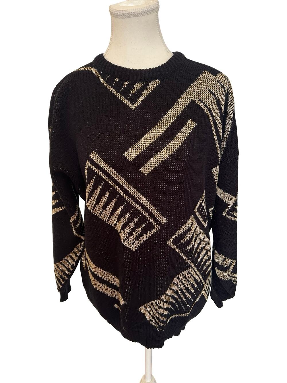 Vintage metallic abstract knit sweater